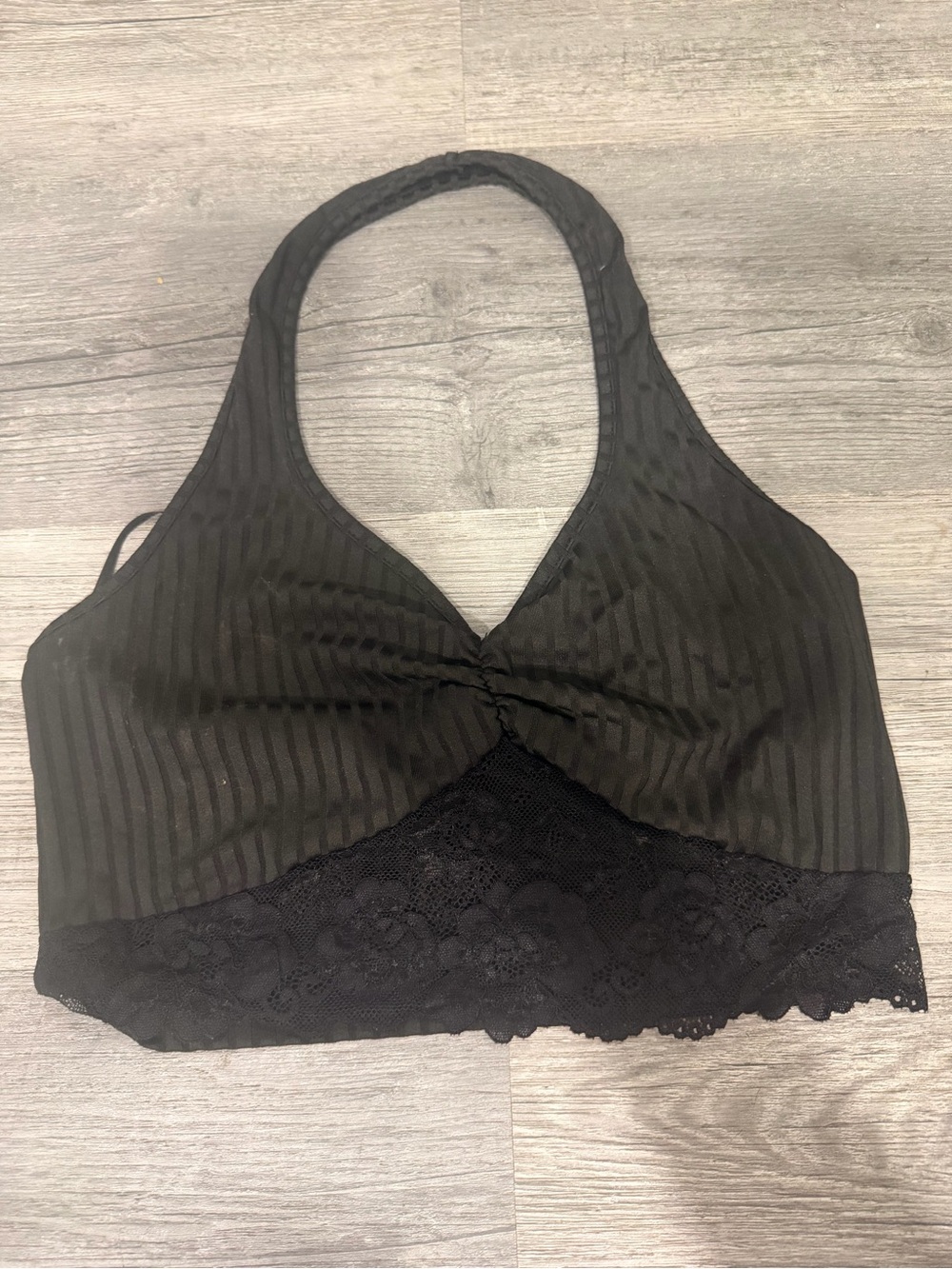 2 crop top/bralletes. Black Lace-Trim Halter Bralette - Women Intimates